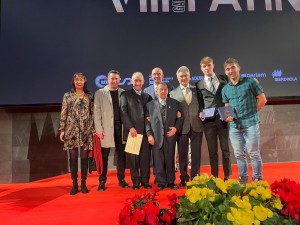 Padre Alejandro, Ignacio González, CAA Dominicos, Chevi Guzmán e Lucas Yáñez, acompañados da Presidenta da FGP, Mª Jesús Vázquez, e do Secretario General da FGP, Javier Losada.